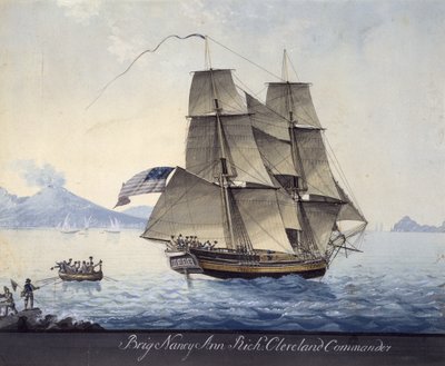 Brig Nancy Ann of Salem leaving Naples, vers 1810 (aquarelle sur papier) - Michele Felice Corne