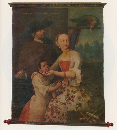Un des deux groupes de portraits ethnographiques, vers 1763 (rouleau) - Miguel Cabrera
