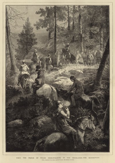 S.A.R. le Prince de Galles chassant le cerf (gravure) - Mihaly von Zichy