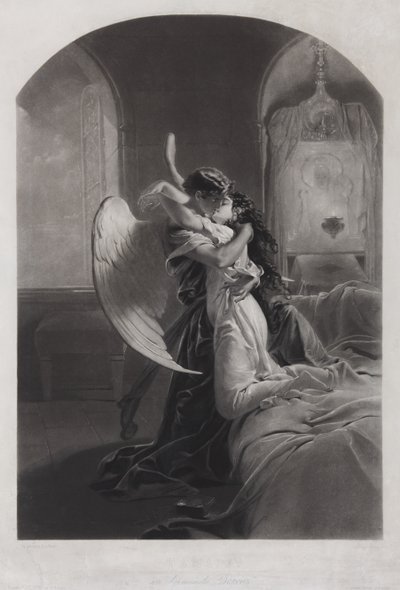 Tamara et Démon. Illustration du poème Le Démon de Mikhaïl Lermontov, vers 1880 - Mihaly von Zichy