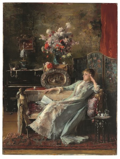 Jeune femme assise sur un canapé - Mihály Munkácsy