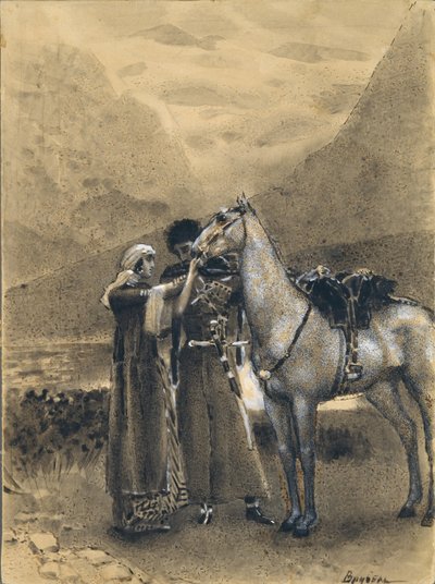 Adieux de Zara avec Ismail. Illustration du poème Ismail Bey de Mikhaïl Lermontov, 1890-1891 - Mikhail Aleksandrovich Vrubel
