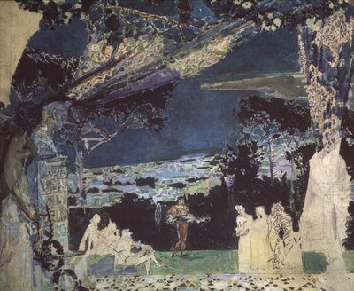 Italie. Nuit à Naples. Décor de rideau pour l