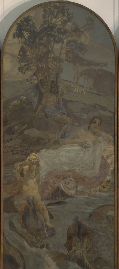 Vénus, Amour et Paris Triptyque Le Jugement de Paris, partie centrale, 1893 - Mikhail Aleksandrovich Vrubel