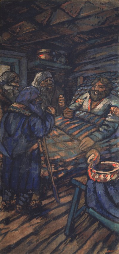 Le Mariage du Grand-Duc Vladimir I. Svyatoslavich Triptyque, panneau latéral, 1920s - Mikhail Nikolayevich Yakovlev