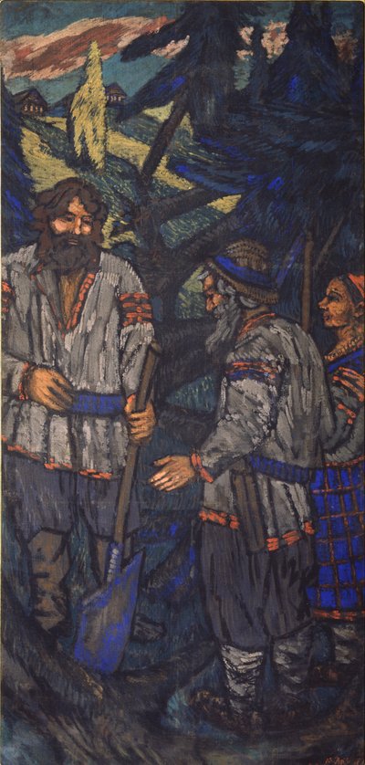 Le Mariage du Grand-Duc Vladimir I. Sviatoslavitch Triptyque, panneau latéral, années 1920 - Mikhail Nikolayevich Yakovlev