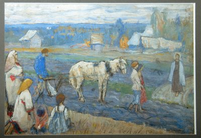 Au champ - Mikhail Vasilievich Nesterov