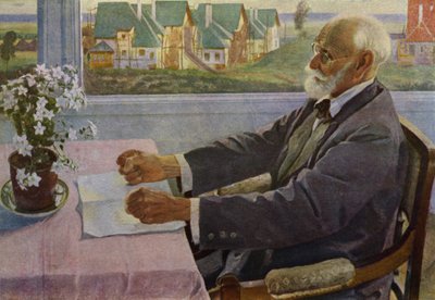 Portrait du physiologiste russe Ivan Pavlov (lithographie en couleur) - Mikhail Vasilievich Nesterov