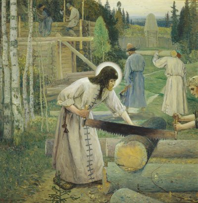 Saint Serge travaille Triptyque, Partie centrale, 1896 - Mikhail Vasilievich Nesterov