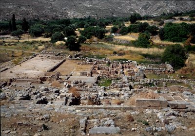 Civilisation minoenne : vue des ruines du palais de Zakros construit vers 1700-1650 av. J.-C. Crète - Minoan