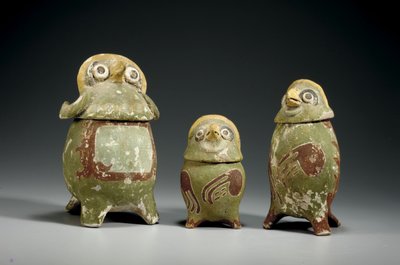 Trois vases effigies en terre cuite polychrome Mixtec, c.900-1200 - Mixtec