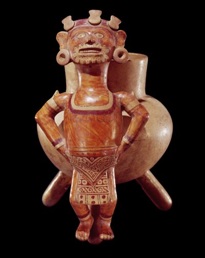 Vase tripode avec une figure d