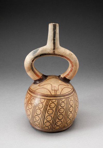 Vase à bec étrier avec motifs circulaires - Moche