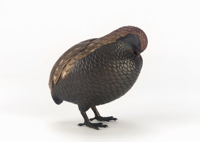 Boîte à encens en forme de caille, une paire, Tokyo, période Edo - Mochizuki Hanzan