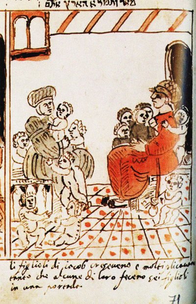 La multiplication des Israélites en Égypte. Le Codex Choumach Pentateuque illustré de Moïse - Moise del Castellazzo