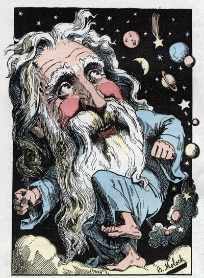 Allégorie de Dieu dans « Le Trombinoscope » par Touchatout, caricature par B. Moloch - Moloch