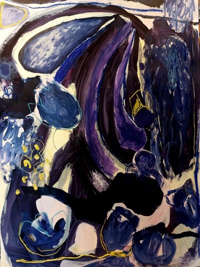 Abstraction bleu profond - Monika Riethmueller