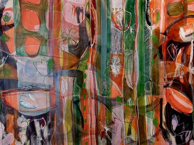 Jardin abstrait aux couleurs vives - Monika Riethmueller