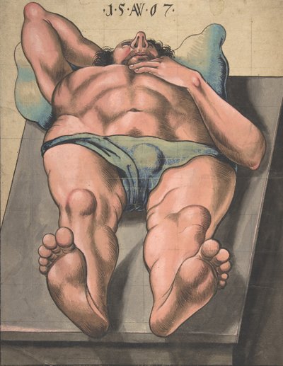 Nu masculin allongé sur une table, 1567 - Monogrammist AW