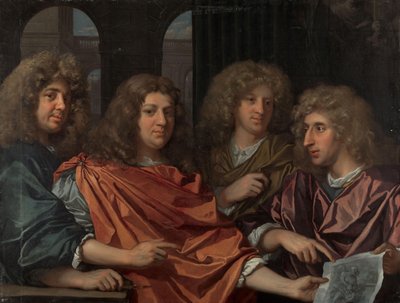 Portrait de groupe de quatre artistes - Monogrammist GF (schilder)
