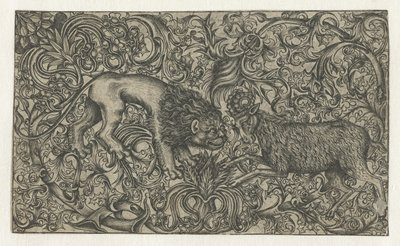 Ornement avec lion et bélier - Monogrammist HW