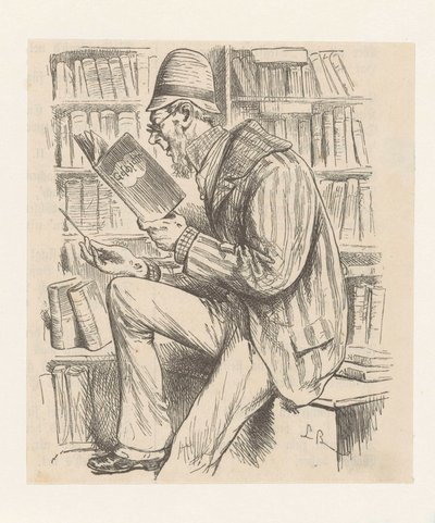 Homme dans une librairie - Monogrammist LB (Duitsland 19e eeuw)