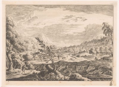 Paysage avec village - Monogrammist MEG