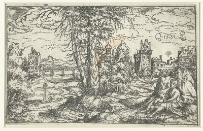 Paysage avec femme et enfant - Monogrammist PS (Duitsland)