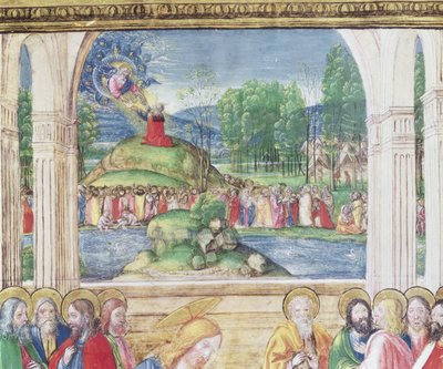 Ms 542 f.3v Moïse recevant les Tables de la Loi de Dieu, d