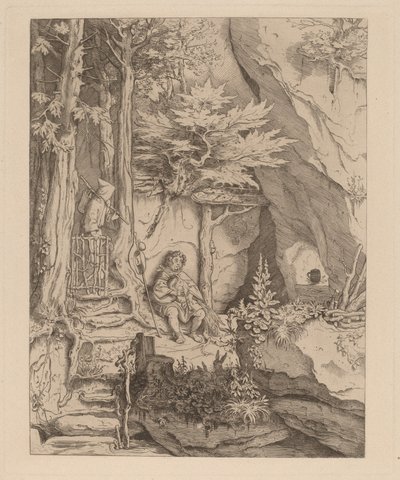 Un moine avec un joueur de cornemuse - Moritz Ludwig von Schwind