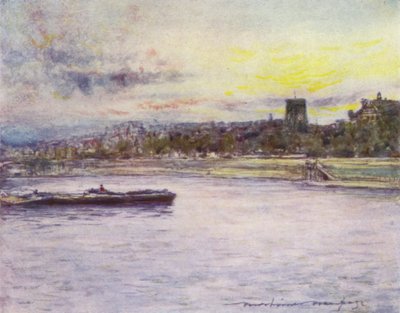 Chelsea Reach, avec la vieille église - Mortimer Ludington Menpes