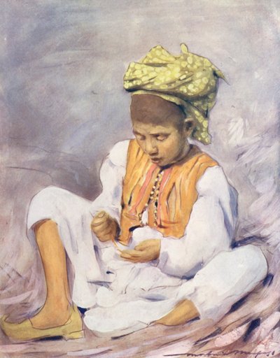 Enfants du monde : Indien, enfilant des perles - Mortimer Ludington Menpes
