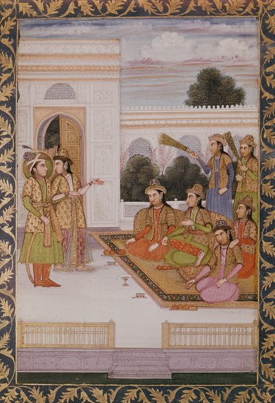 Joseph présenté aux épouses de Mizr par Zuleika, femme de Potiphar, épisode du poème persan populaire Yusuf et Zulaikha par Jami (1414-92) c.1780 - Mughal School
