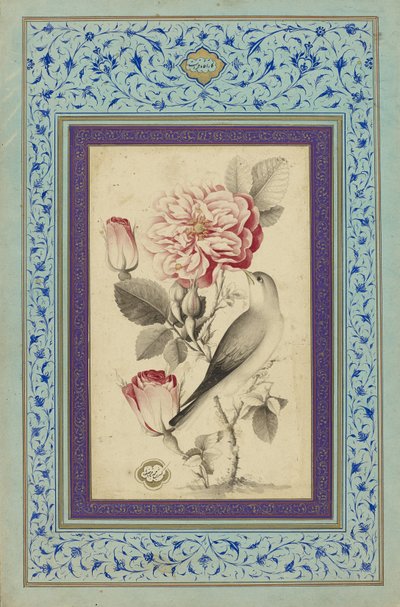 Roses et rossignol, fin du XVIIIe siècle - Muhammad Baqir