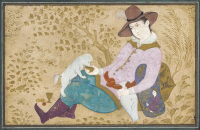 Jeune homme avec un chien, 1673 - Muin Musavvir