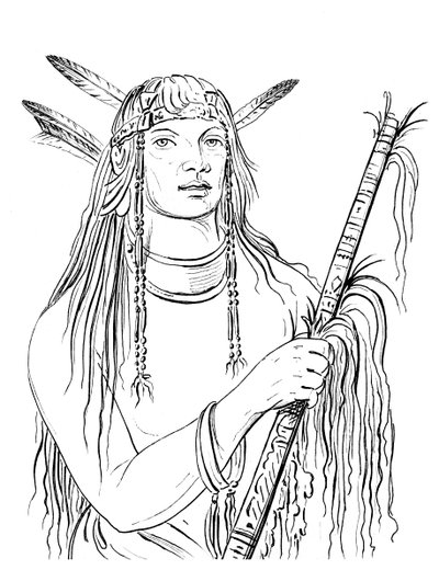 Portrait de Plume de Couleur Souris, homme amérindien, 1841 - Myers and Co