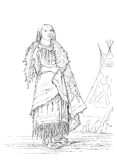 Portrait de Femme Qui Frappe Beaucoup, femme amérindienne, 1841 - Myers and Co