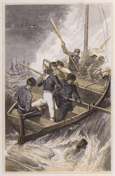 Nelson embarqué sur son navire pendant une tempête - Myles Birket (after) Foster
