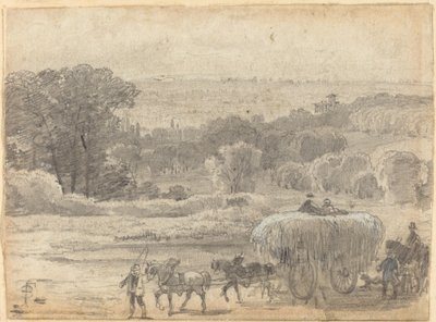 Un paysage du soir avec une charrette de foin - Myles Birket Foster