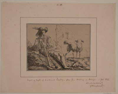 Chasseur assis et un chien - N.B. Krossing