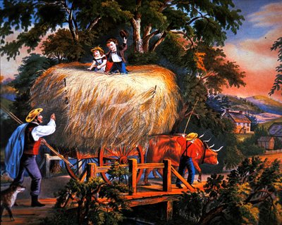 La vie à la campagne américaine : Temps de fenaison - La dernière charge - Currier and Ives