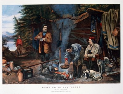 Camping dans les bois "Un bon moment à venir". Par Arthur Tait (Currier & Ives) - N. and Ives J.M. (1824 95) Currier