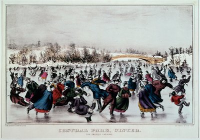 Patinage à Central Park, New York (impression couleur) - N. and Ives J.M. (1824-95) Currier