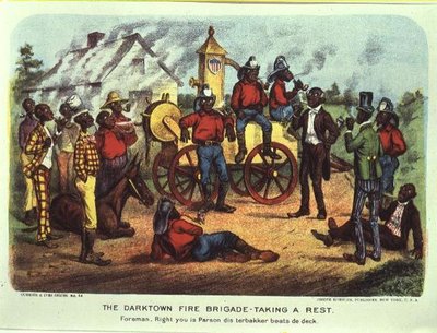 La brigade des pompiers de Darktown se repose - Currier and Ives