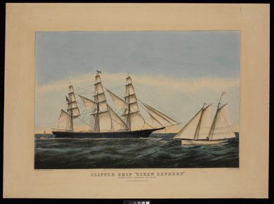 Clipper Ocean Express en route "débarquant le pilote" - N. and Ives J.M. (1824 95) Currier