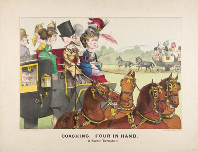 Coaching – Quatre en Main – Une Belle Sortie - Currier and Ives