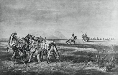 Paix ou guerre, Rencontre entre les Indiens et les chasseurs blancs, publié par Colin Simkin - Currier and Ives