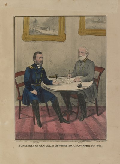 Reddition du général Lee, à Appomattox C.H. Va. le 9 avril 1865 - Currier and Ives