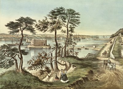 Staten Island et les Narrows depuis Fort Hamilton - N. and Ives, J.M. Currier