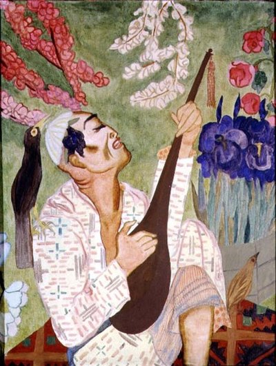 Homme japonais jouant du luth - Nadezhda Vladimirovna Lermontova